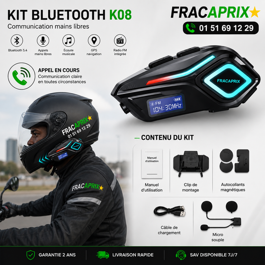 Kit Mains Libres Bluetooth Pour Casque Moto : Appels, Musique, GPS, etc Sans LĂącher le Guidon