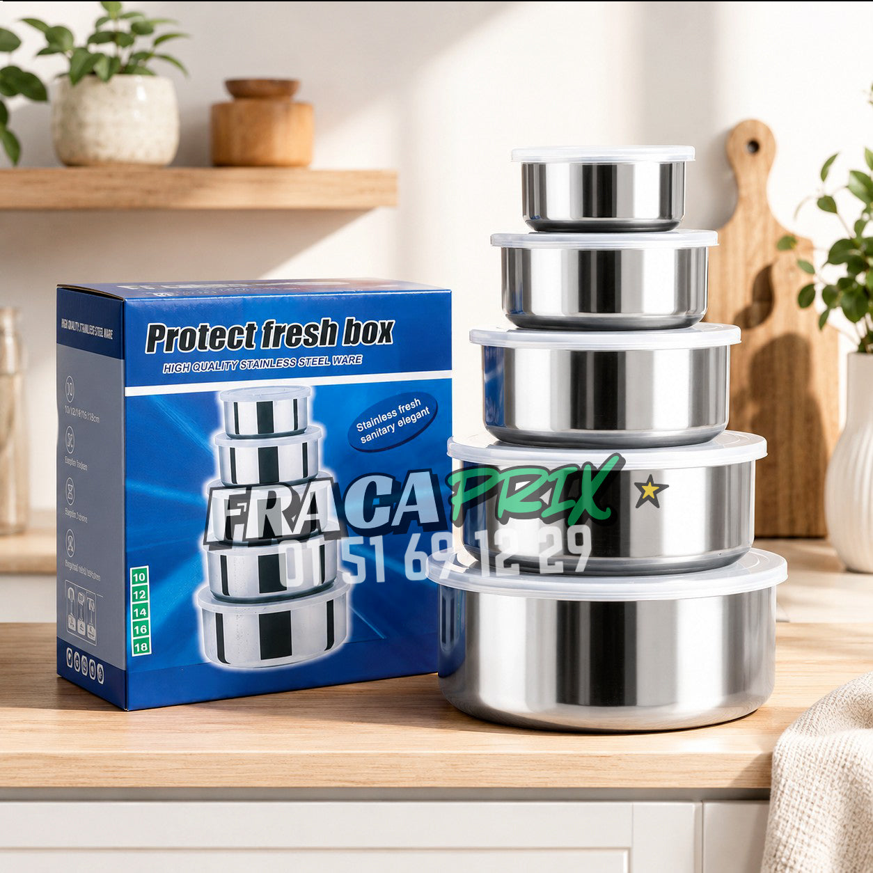 Steelbox : Série de 5 contenants en acier inoxydable