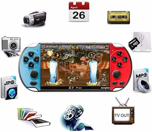 Console de jeux X7 PLUS : mémoire interne 8Gb, carte mémoire, lecteur de musique, vidéos, photos et ebooks, etc
