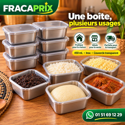 SteelBox Portion™ 450 mL – Boîte Inox avec Couvercle pour Portions & Conservation