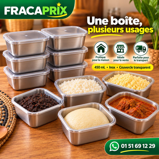 SteelBox Portion™ 450 mL – Boîte Inox avec Couvercle pour Portions & Conservation