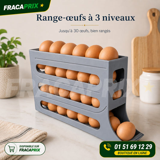 Range-Œufs Distributeur 3 Étages – Rotation Automatique Anti-Casse pour Frigo
