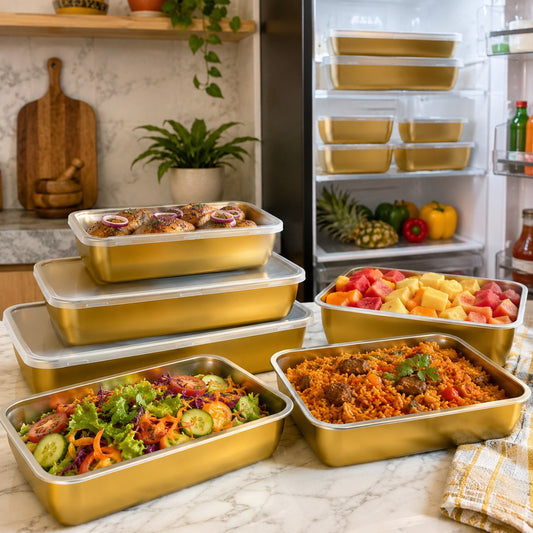 STEELBOX GOLD™ - Ensemble 3 pièces (4,5L + 3L + 1,8L) : Conservez ou présentez vos repas avec luxe