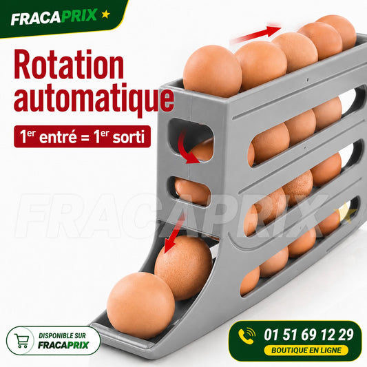 Range-Œufs Distributeur 3 Étages – Rotation Automatique Anti-Casse pour Frigo