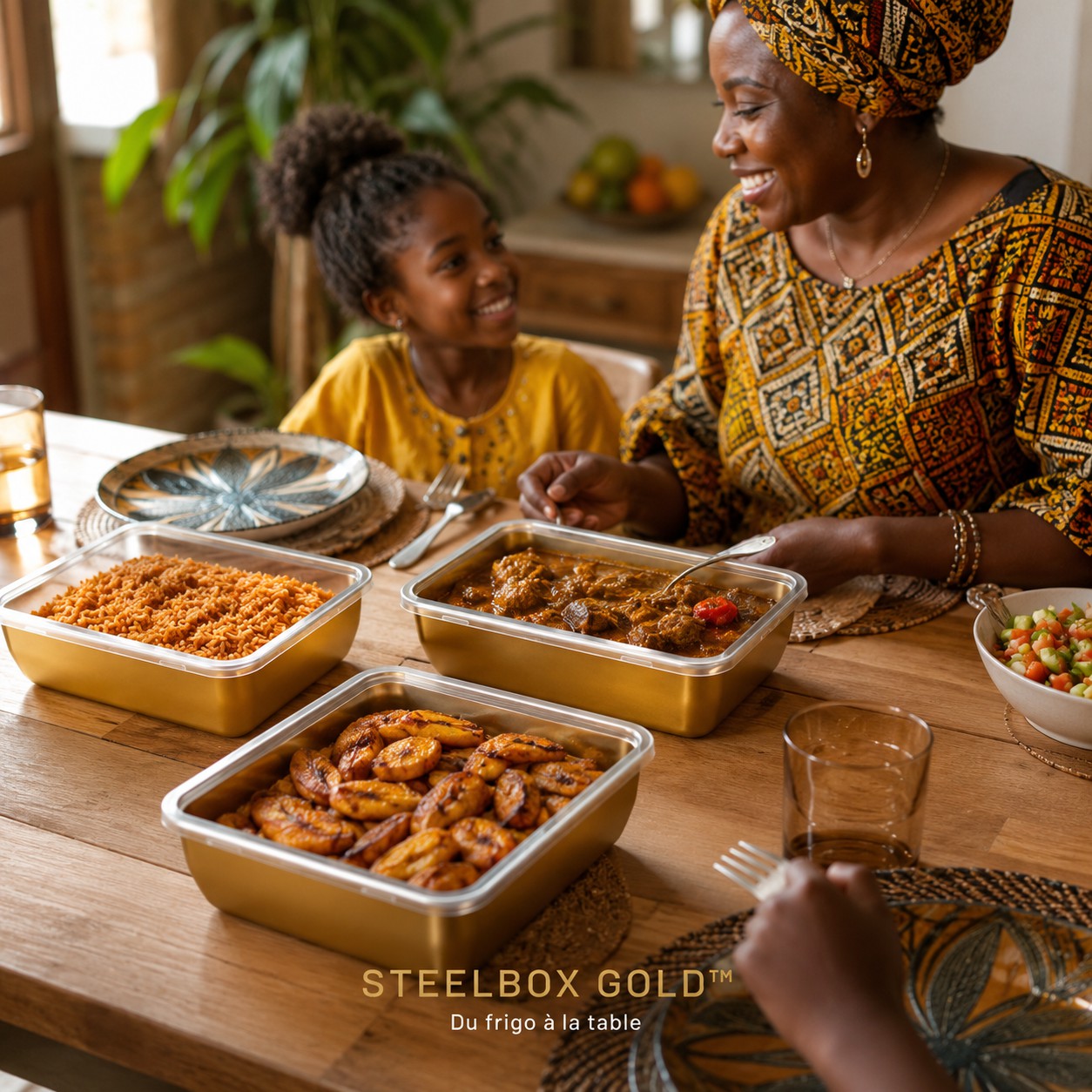 STEELBOX GOLD™ - Ensemble 3 pièces (4,5L + 3L + 1,8L) : Conservez ou présentez vos repas avec luxe