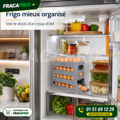Range-Œufs Distributeur 3 Étages – Rotation Automatique Anti-Casse pour Frigo
