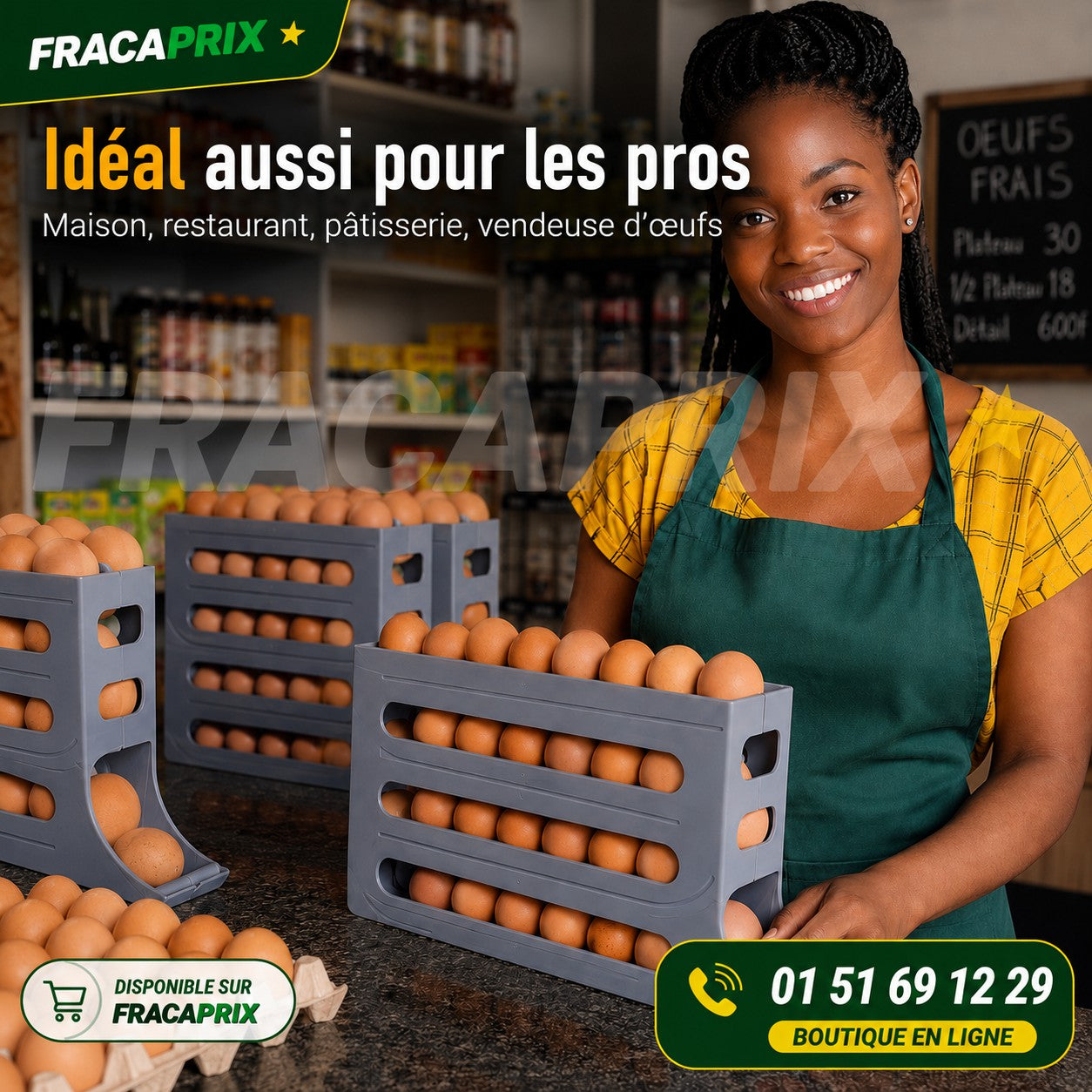 Range-Œufs Distributeur 3 Étages – Rotation Automatique Anti-Casse pour Frigo