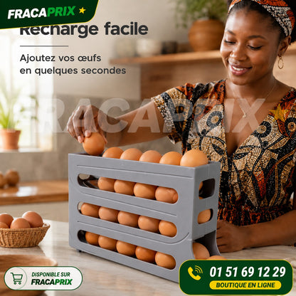 Range-Œufs Distributeur 3 Étages – Rotation Automatique Anti-Casse pour Frigo