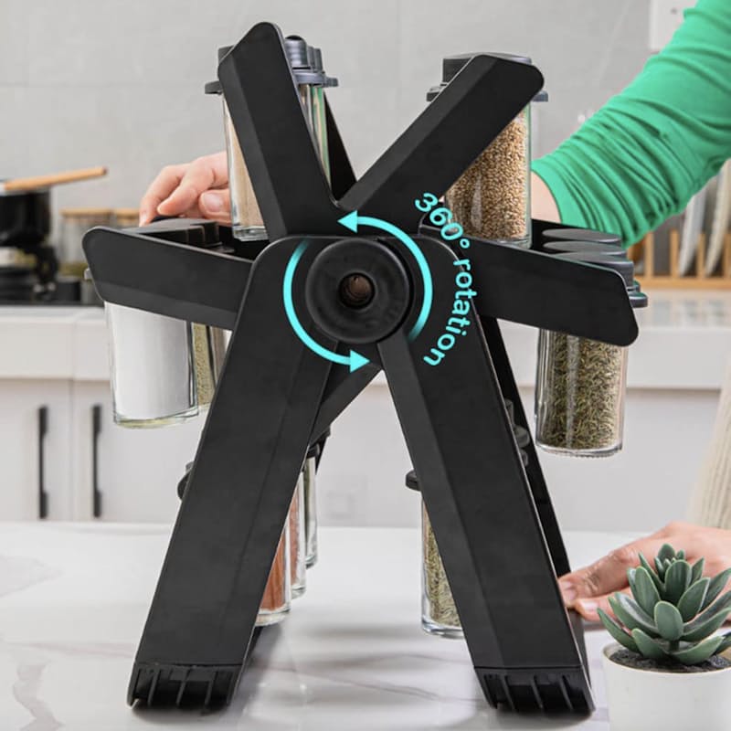 Organisateur d’Épices Rotatif 18 Bouteilles – Rangez, tournez, assaisonnez en un geste !