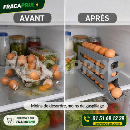 Range-Œufs Distributeur 3 Étages – Rotation Automatique Anti-Casse pour Frigo