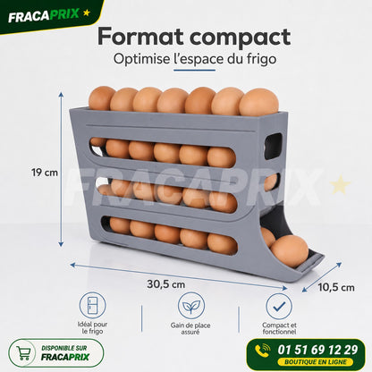 Range-Œufs Distributeur 3 Étages – Rotation Automatique Anti-Casse pour Frigo