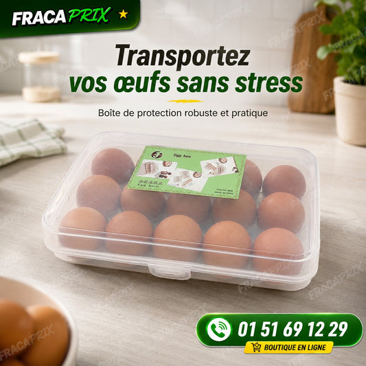 EggBox™ – Boîte Rigide de Transport & Protection pour Œufs – 15 Places