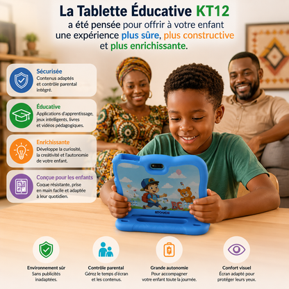 Tablette Éducative KT12 : Transformez le temps d'écran de votre enfant en temps d'apprentissage.