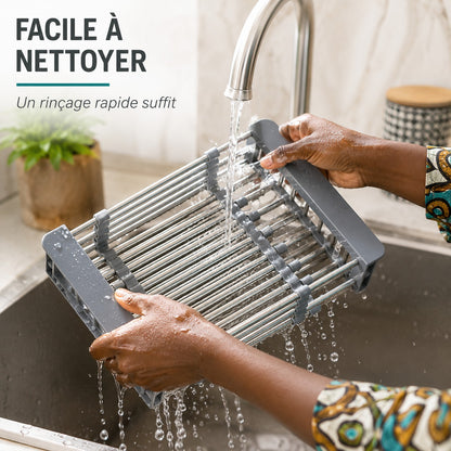 Égouttoir extensible multifonction en acier inoxydable pour évier