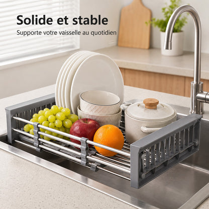 Égouttoir extensible multifonction en acier inoxydable pour évier