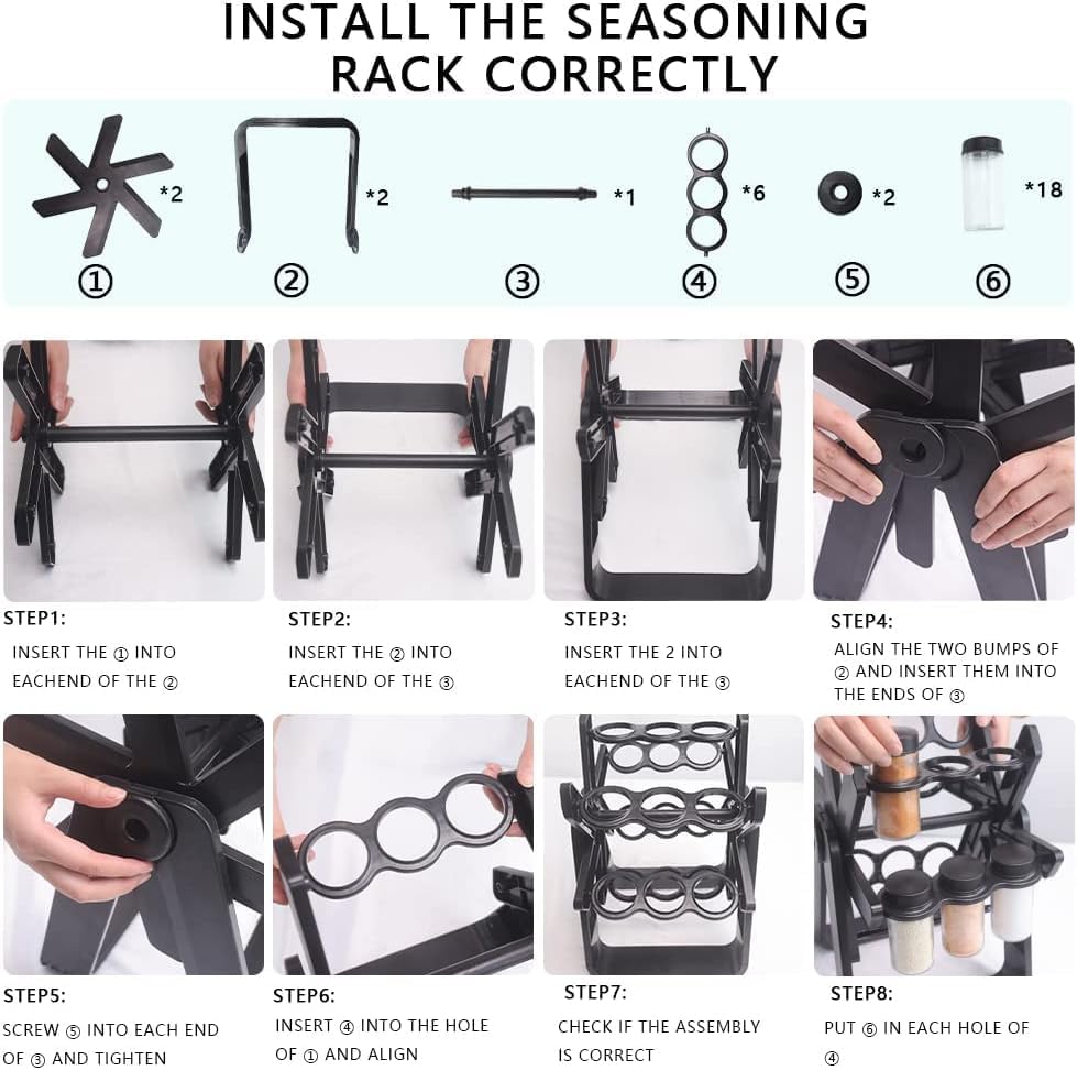 Organisateur d’Épices Rotatif 18 Bouteilles – Rangez, tournez, assaisonnez en un geste !