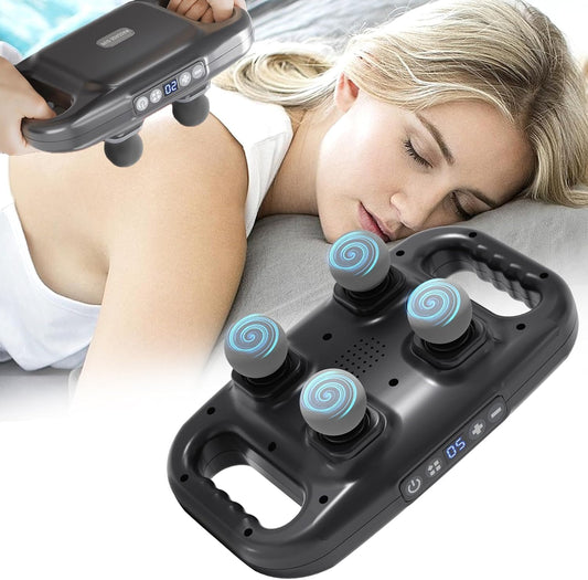 Pistolet Professionnel de Massage à 4 Têtes – Votre Solution Contre les Douleurs Musculaires