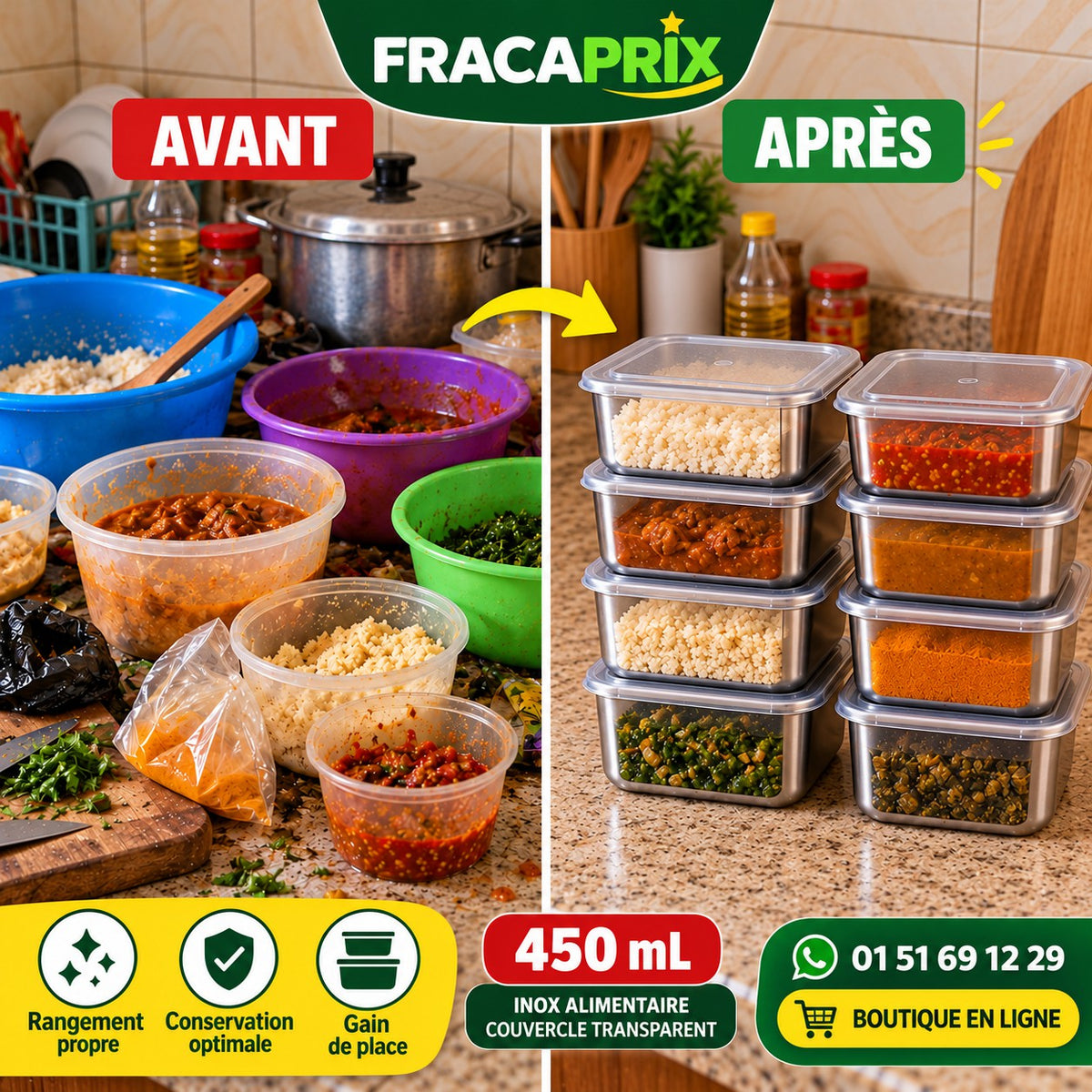 SteelBox Portion™ 450 mL – Boîte Inox avec Couvercle pour Portions & Conservation