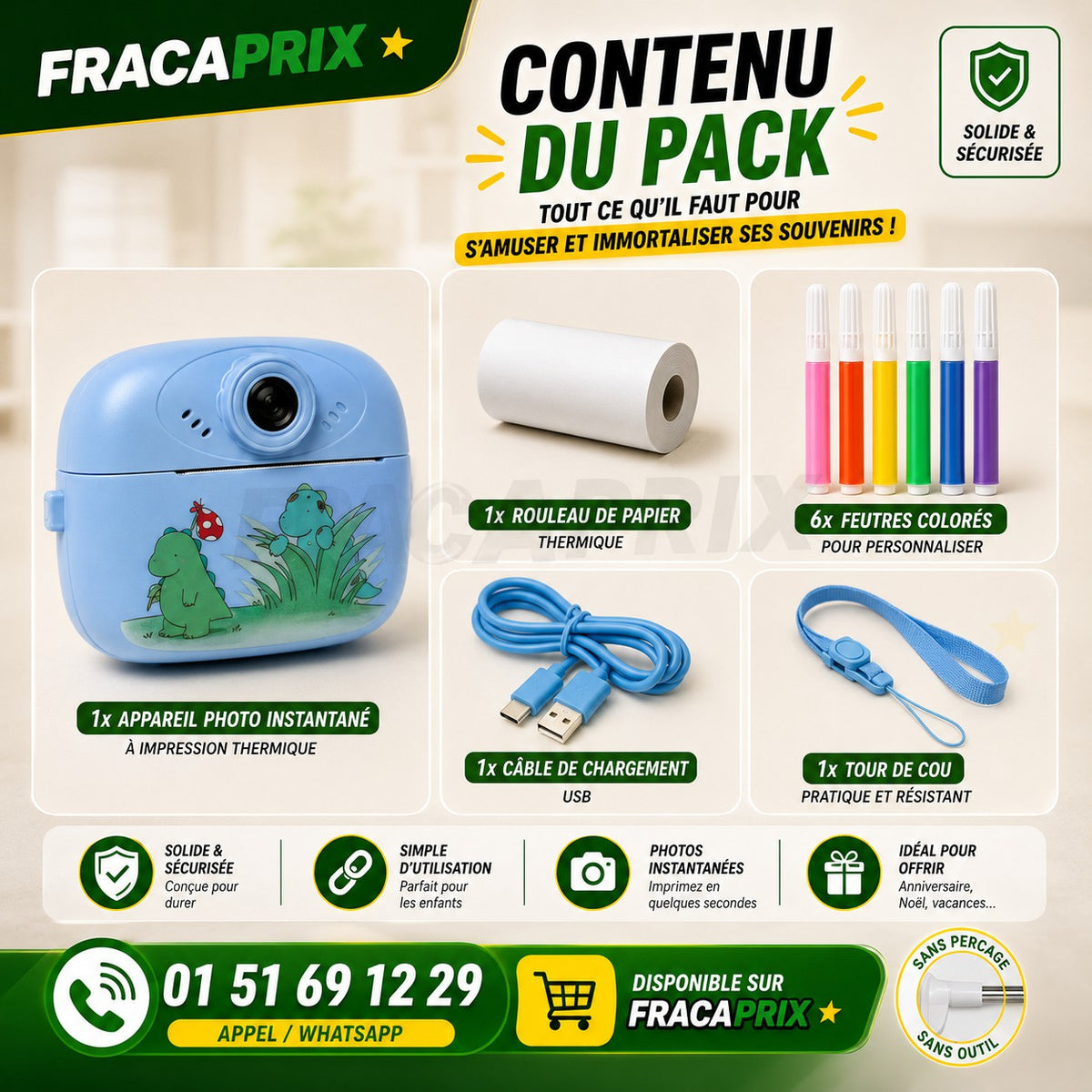 Appareil Photo Instantané Enfant | Photos, Vidéos, Jeux, Musique & Impression