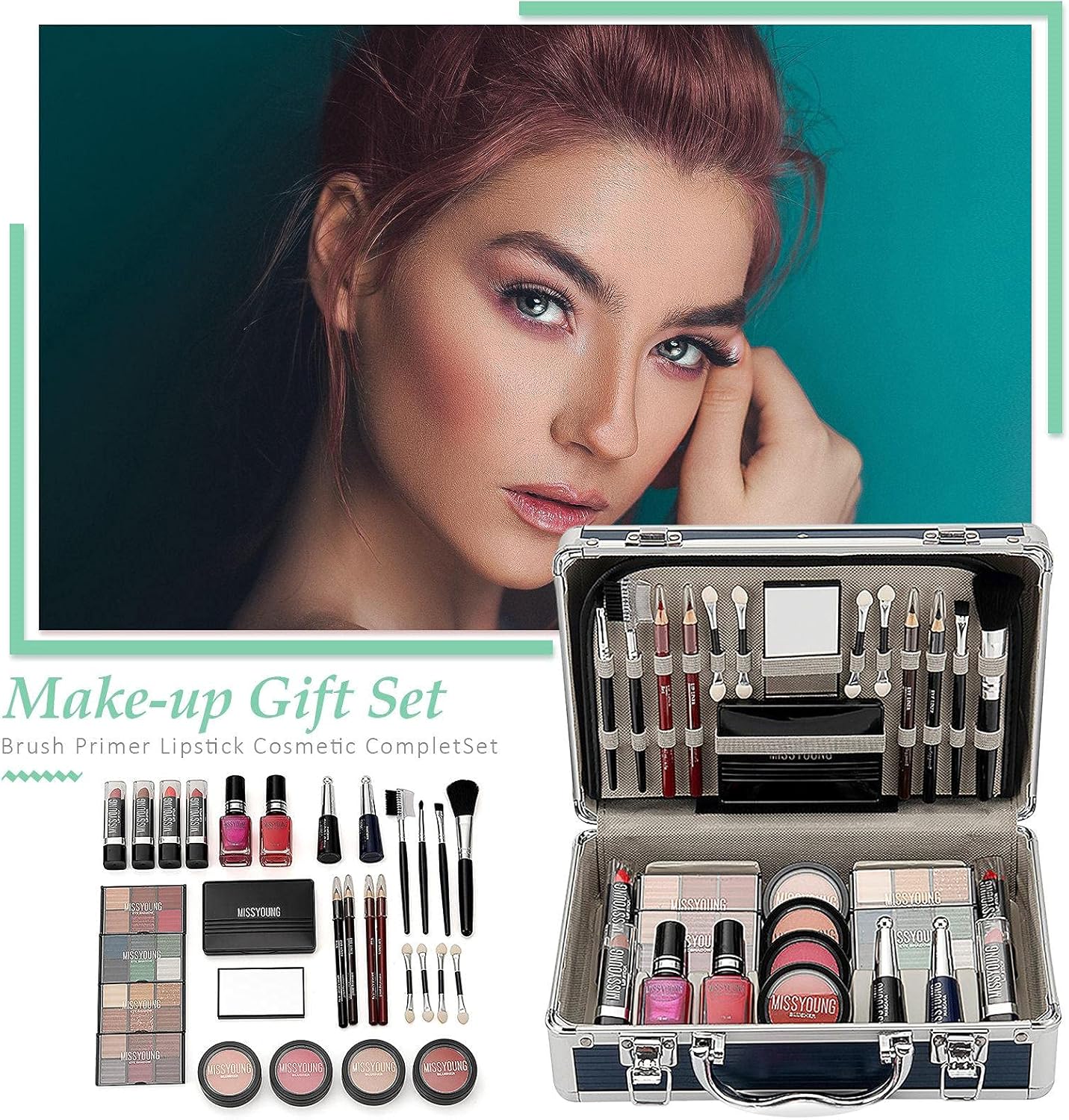 🌸 KIT DE MAQUILLAGE COMPLET – Tout ce qu’il faut dans une seule boîte. Facile, pratique, complet. 🌸