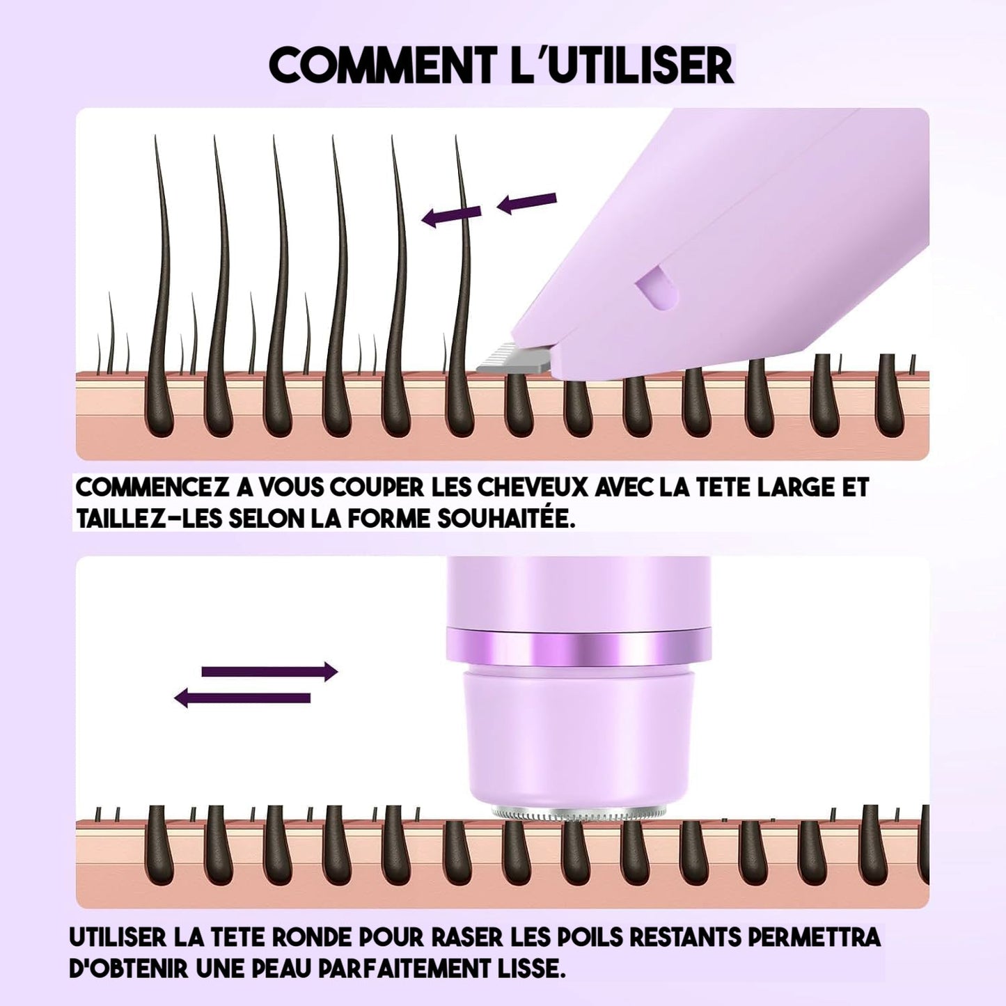 Épilateur Protecteur 2-en-1 Douceur Extrême : Épilation rapide, propre et sans douleur ni irritation (maillot, aisselles, visage, menton, bras, jambes, dos, etc)