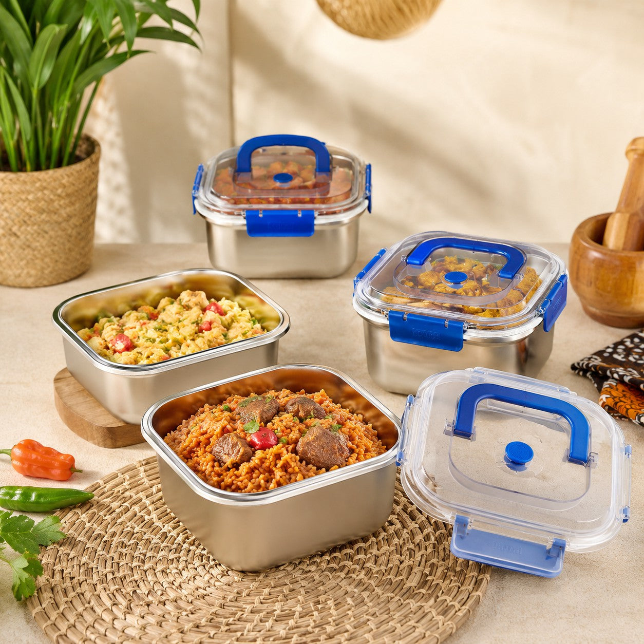 SteelBox Carré™ 1.8L : Le contenant inox premium qui garde vos aliments frais, propres et bien organisés.