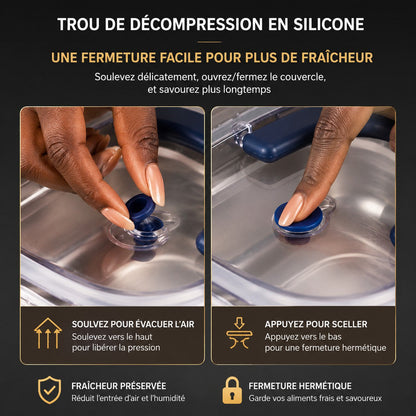 SteelBox Carré™ 1.8L : Le contenant inox premium qui garde vos aliments frais, propres et bien organisés.