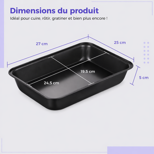 CONTENANT DE CUISSON À FOUR RECTANGULAIRE EN ACIER AU CARBONE