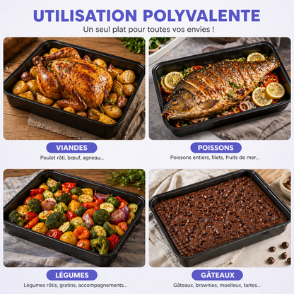 CONTENANT DE CUISSON À FOUR RECTANGULAIRE EN ACIER AU CARBONE