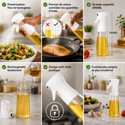 Pulvérisateur d’huile haute précision 300 mL : dosage contrôlé de l'huile, du vinaigre etc