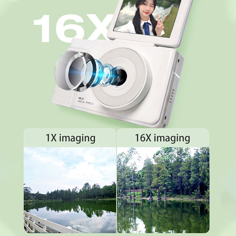 Appareil Photo Numérique 48MP avec Ringlight Intégré, Écran Rotatif et Jeux 📷🎵