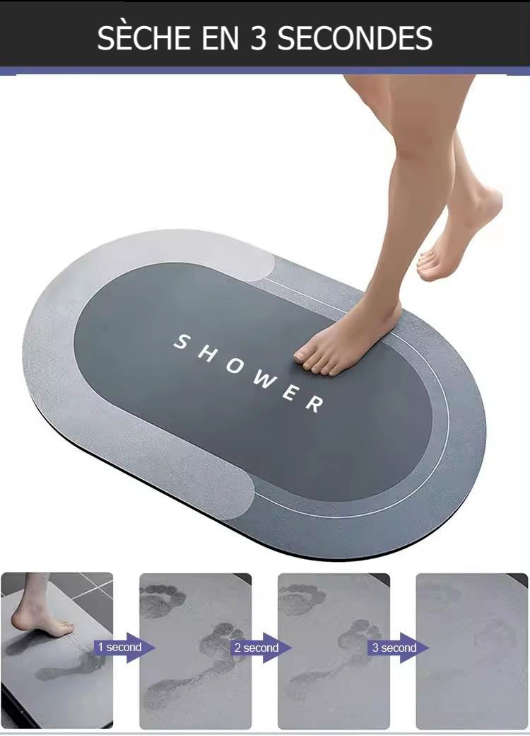 AquaMat™ : Tapis de douche adhésif ultra absorbant & anti-dérapant — Garde ton sol sec et ta famille en sécurité
