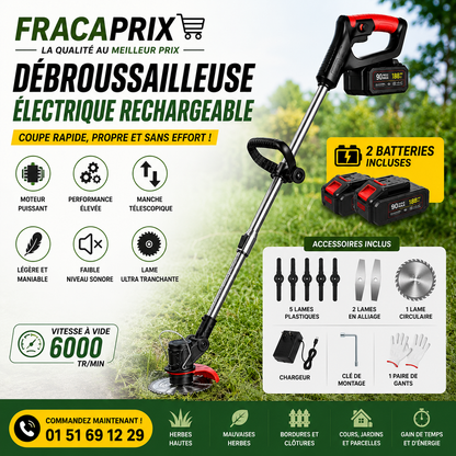 DÉBROUSSAILLEUSE ÉLECTRIQUE RECHARGEABLE - Entretenez vos espaces verts plus rapidement, avec moins d'effort et SANS CABURANT